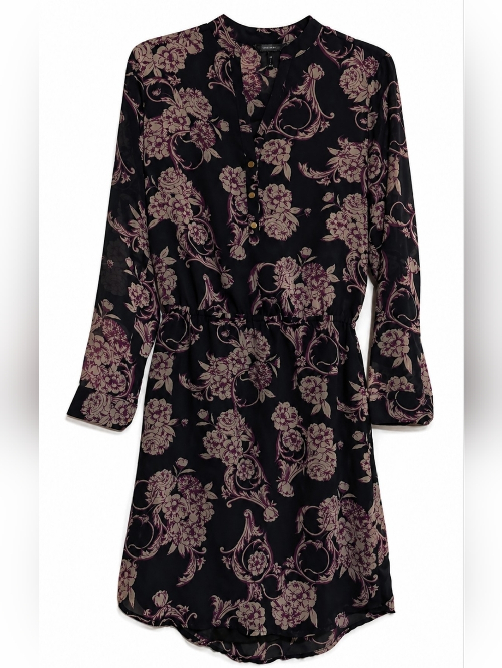 Daisy Fuentes Women's Floral Long Sleeve Dress Button Front Size Extra Small